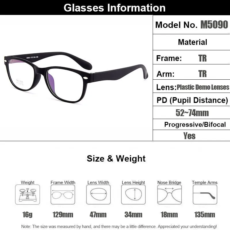 Gmei Men's Eyeglasses Ultra-Light Tr90 Plastic 3 Colors M5090