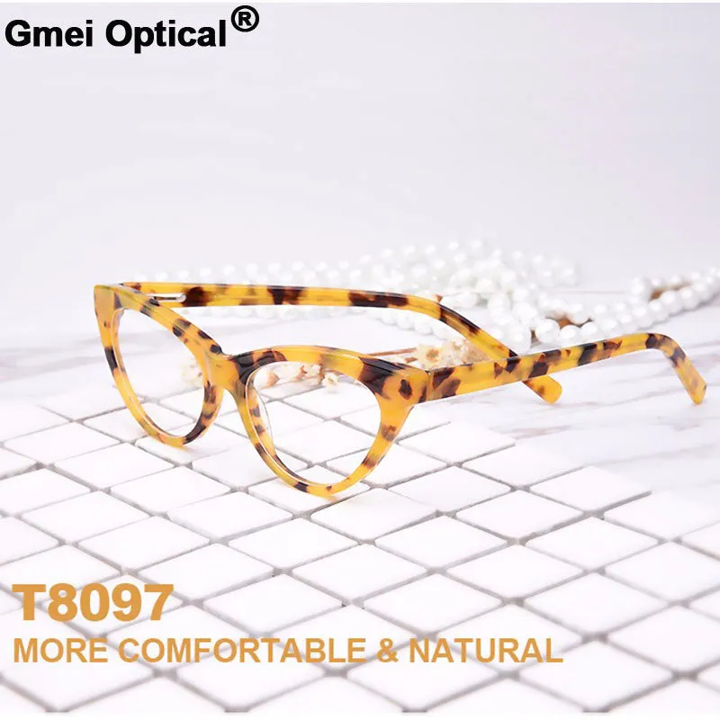 Gmei Women's Eyeglasses Cat-Eye Hypoallergenic Acetate Full Rim T8097