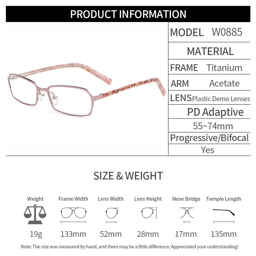 Gmei Women's Eyeglasses Ultralight Pure Titanium Small Face W0885