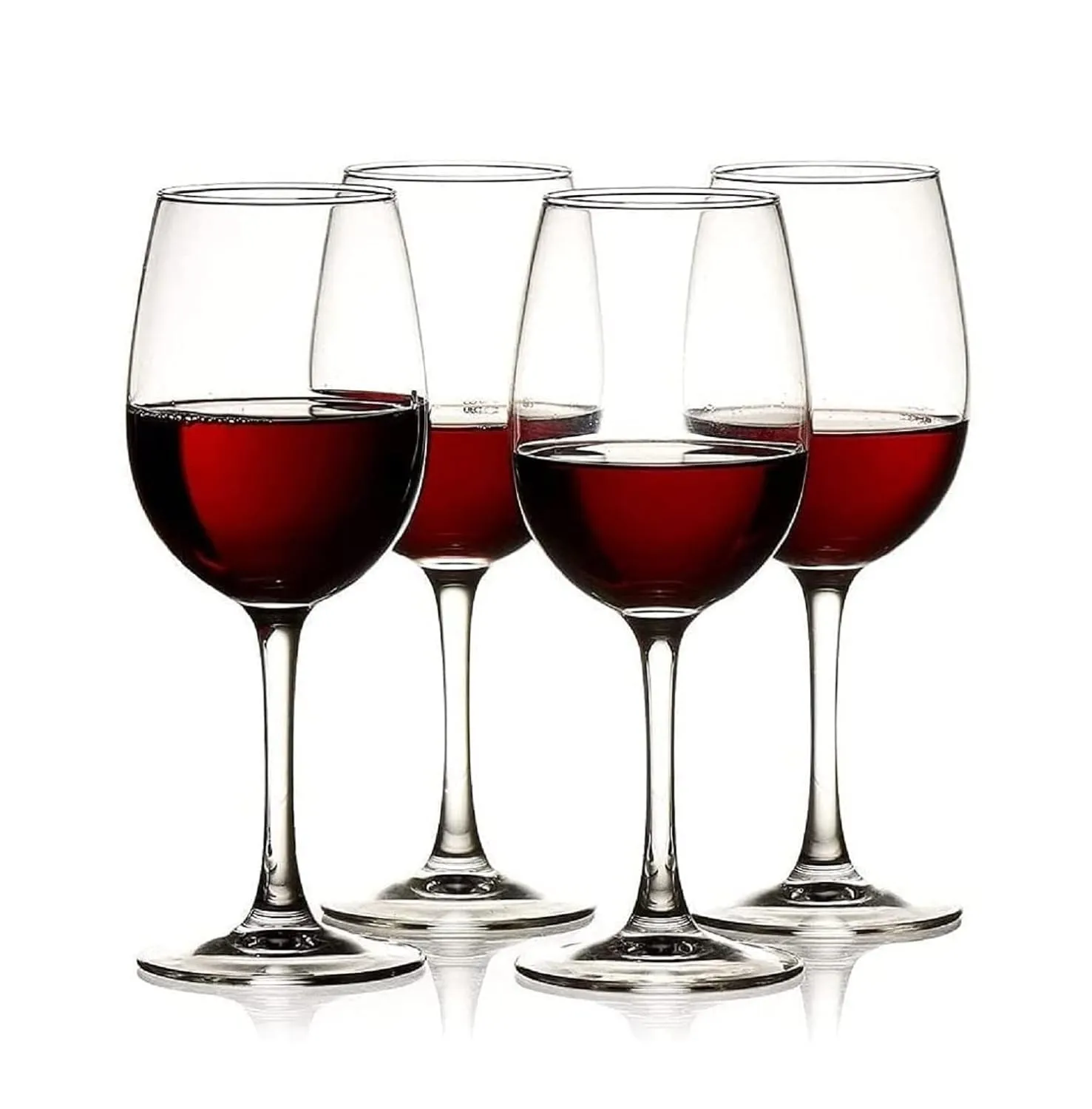 HAPPY BORN Stylish Curve Wine Glass, Red or White Wine Glass, 330 ML Transparent Glass Classic Brandy Party Glasses Set Crystal Clear Tableware Glass Pack of 4 Pcs,Clear.