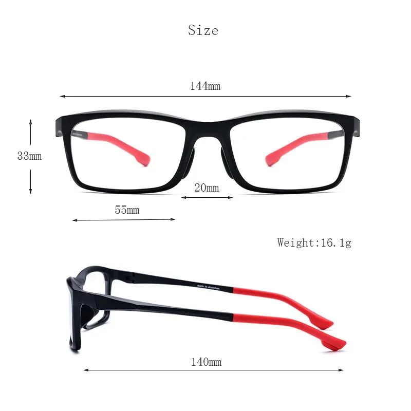 Hdcrafter Men's Full Rim TR 90 Titanium Rectangle Frame Sports Photochromic Custom Lens Eyeglasses 17209