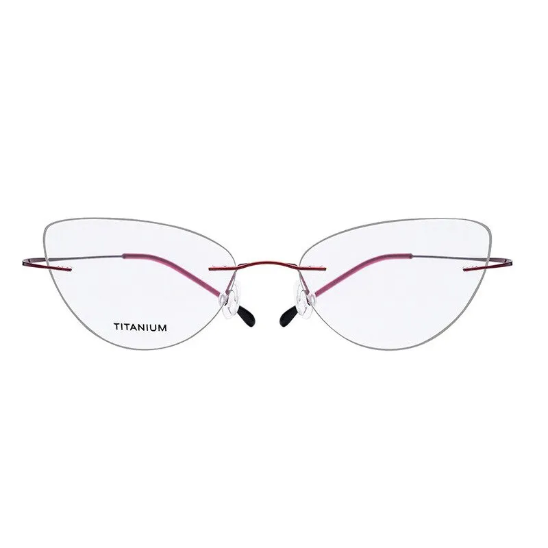 Hdcrafter Rimless Glasses Frame Women Cat Eye Titanium Ultralight Frameless 20003