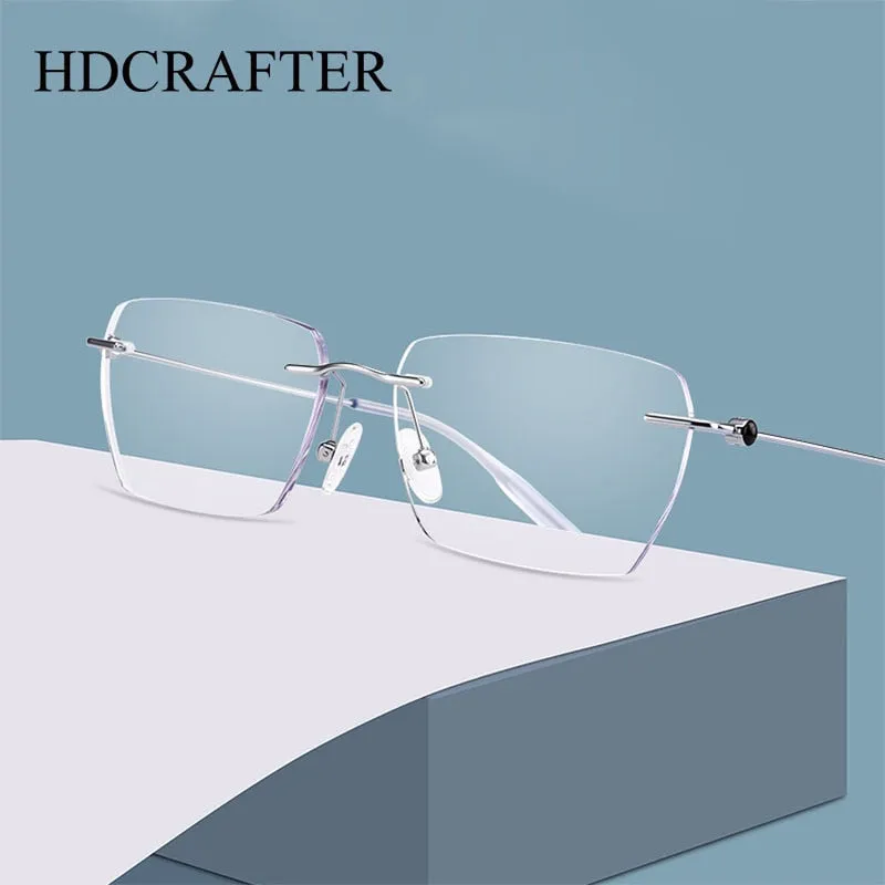 Hdcrafter Unisex Rimless Square Alloy Eyeglasses 0621