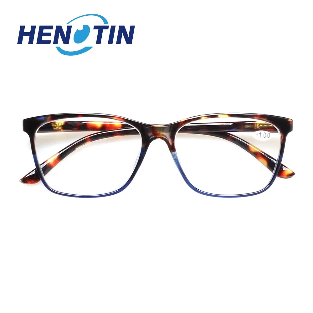 Henotin Unisex Full Rim Rectangular Tr 90 Alloy Reading Glasses 4460