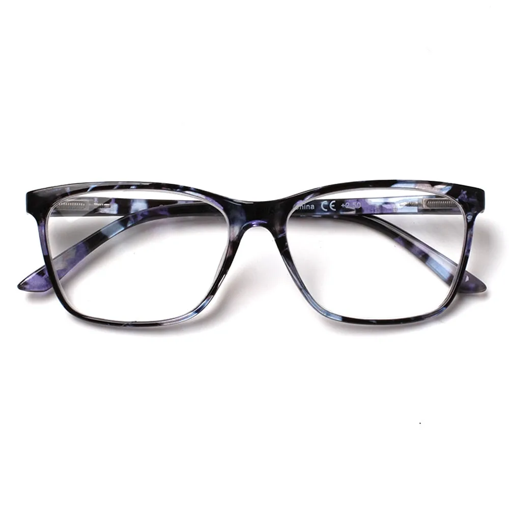 Henotin Unisex Full Rim Rectangular Tr 90 Alloy Reading Glasses 4460