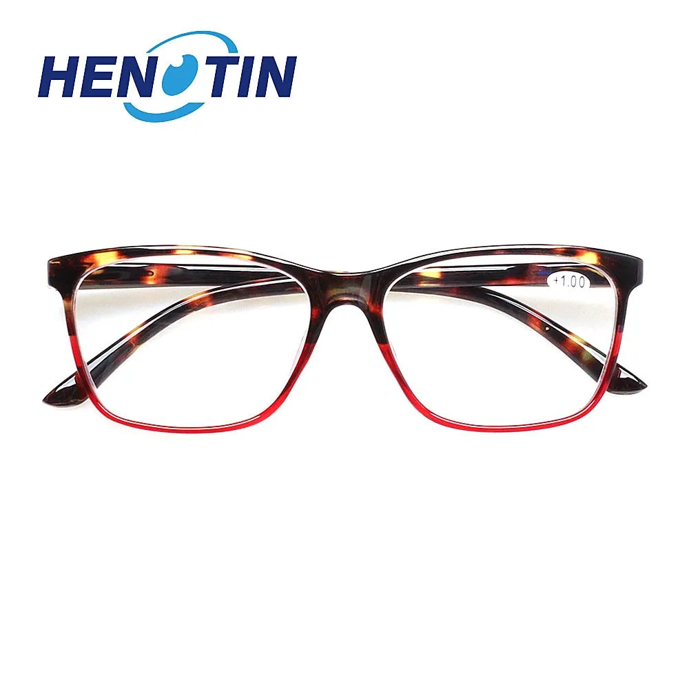 Henotin Unisex Full Rim Rectangular Tr 90 Alloy Reading Glasses 4460