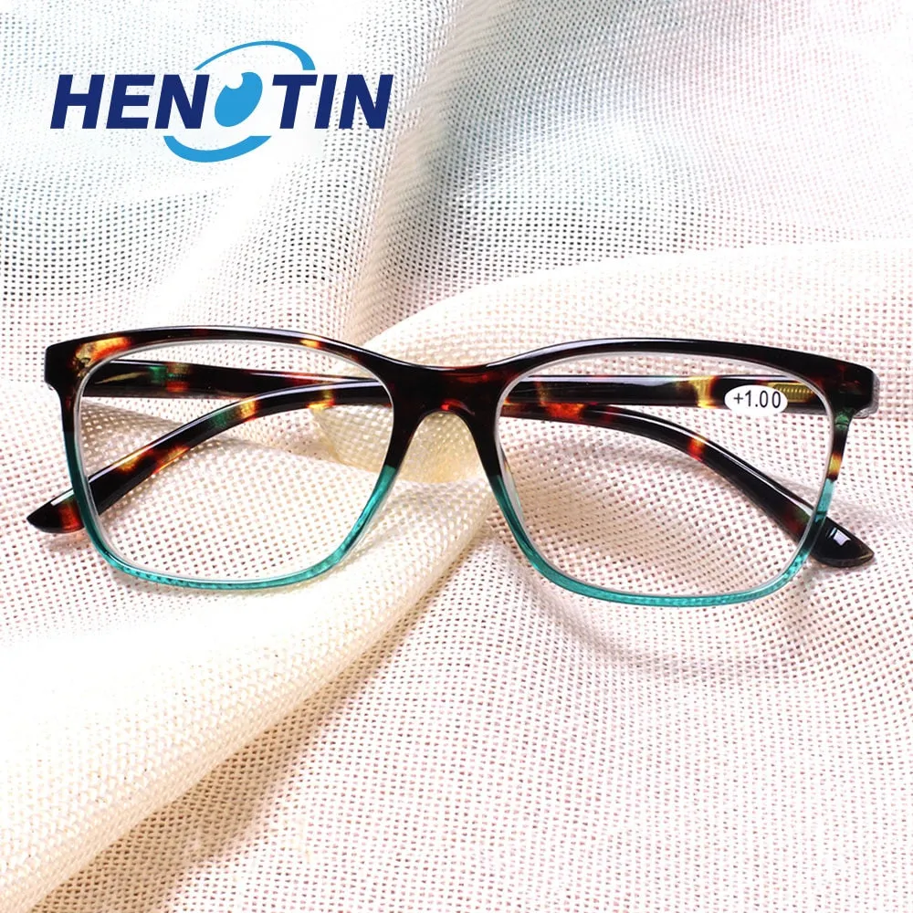 Henotin Unisex Full Rim Rectangular Tr 90 Alloy Reading Glasses 4460