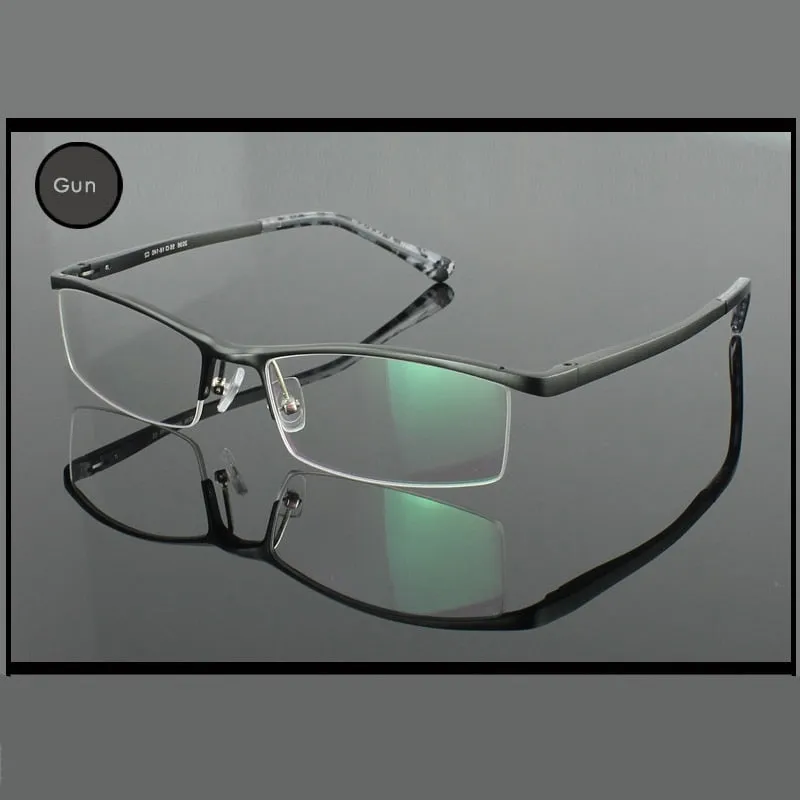 Hotochki Men's Semi Rim Aluminium Magnesium Alloy Frame Eyeglasses 2036