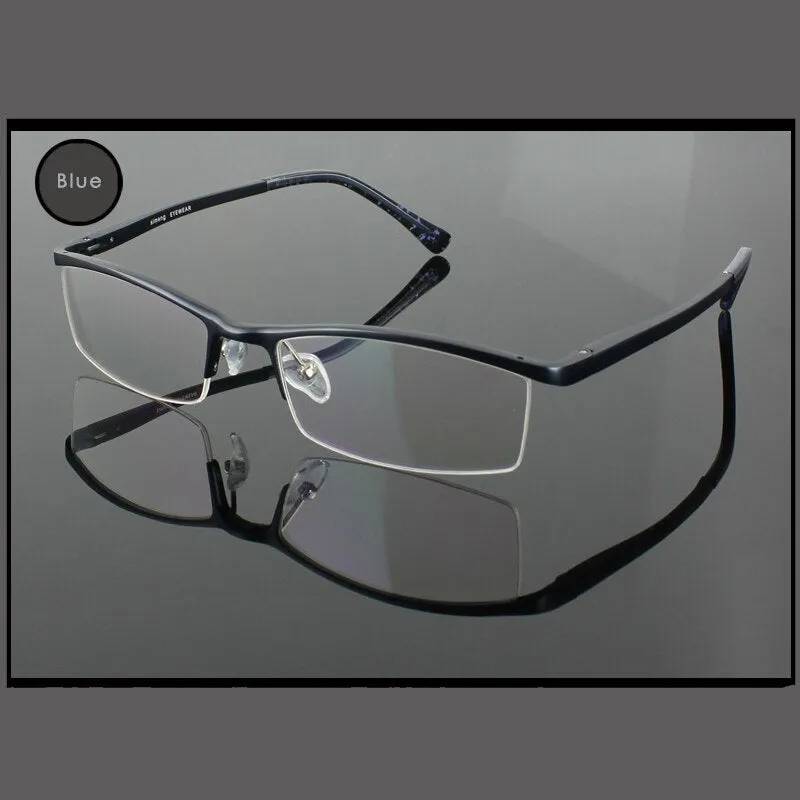 Hotochki Men's Semi Rim Aluminium Magnesium Alloy Frame Eyeglasses 2036