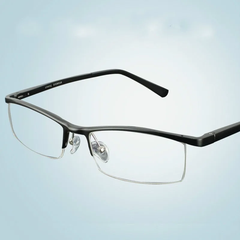 Hotochki Men's Semi Rim Aluminium Magnesium Alloy Frame Eyeglasses 2036