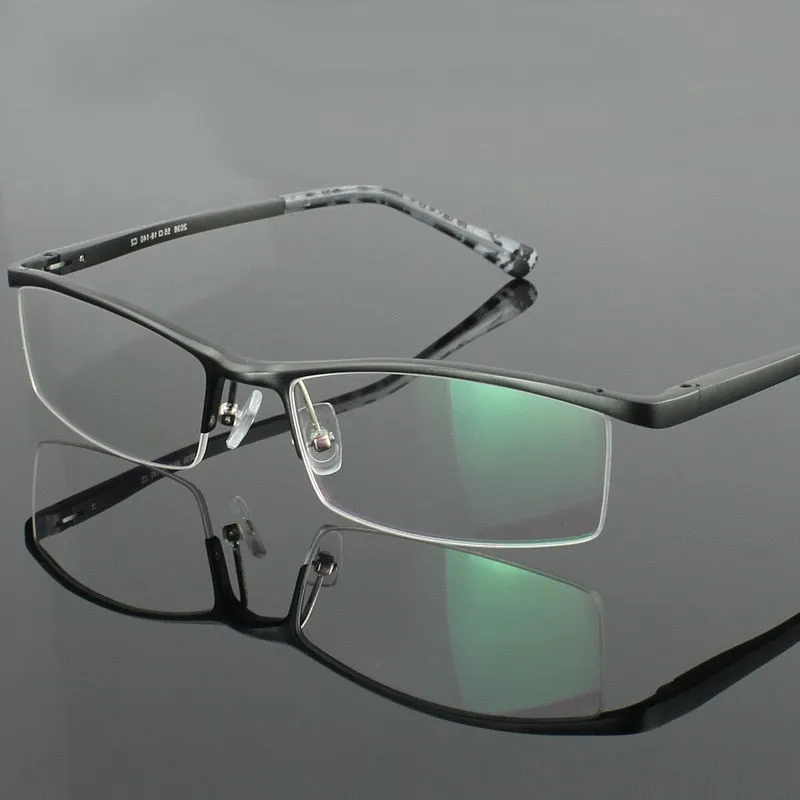 Hotochki Men's Semi Rim Aluminium Magnesium Alloy Frame Eyeglasses 2036