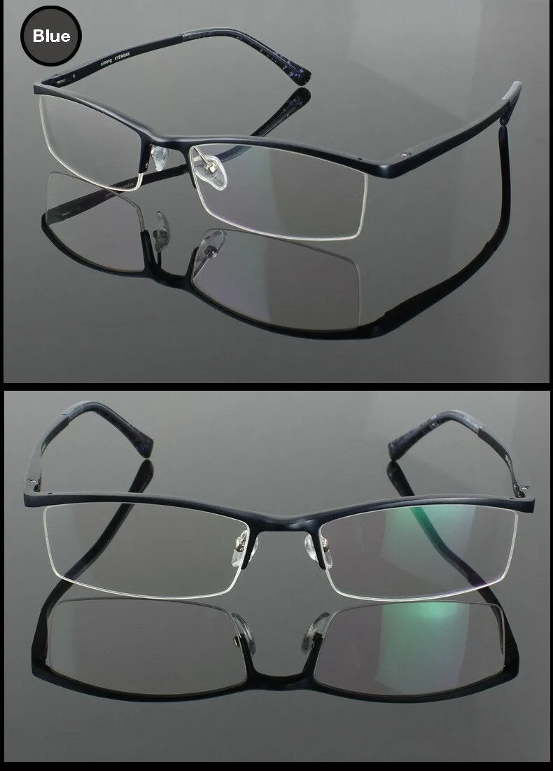 Hotochki Men's Semi Rim Aluminium Magnesium Alloy Frame Eyeglasses 2036