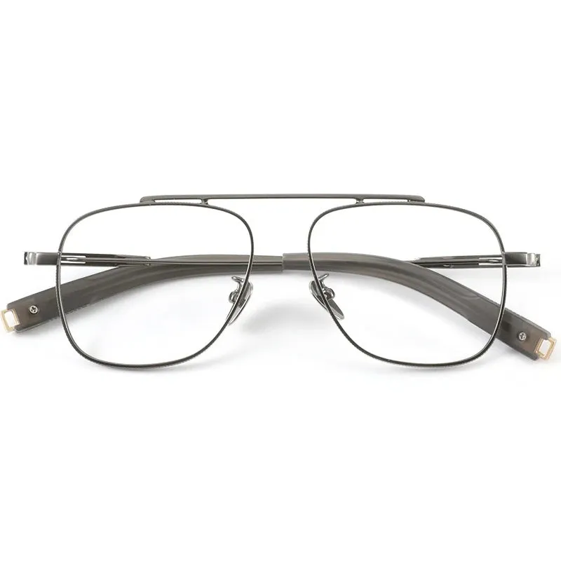 KatKani Men's Full Rim Double Bridge Square Titanium Eyeglasses 105