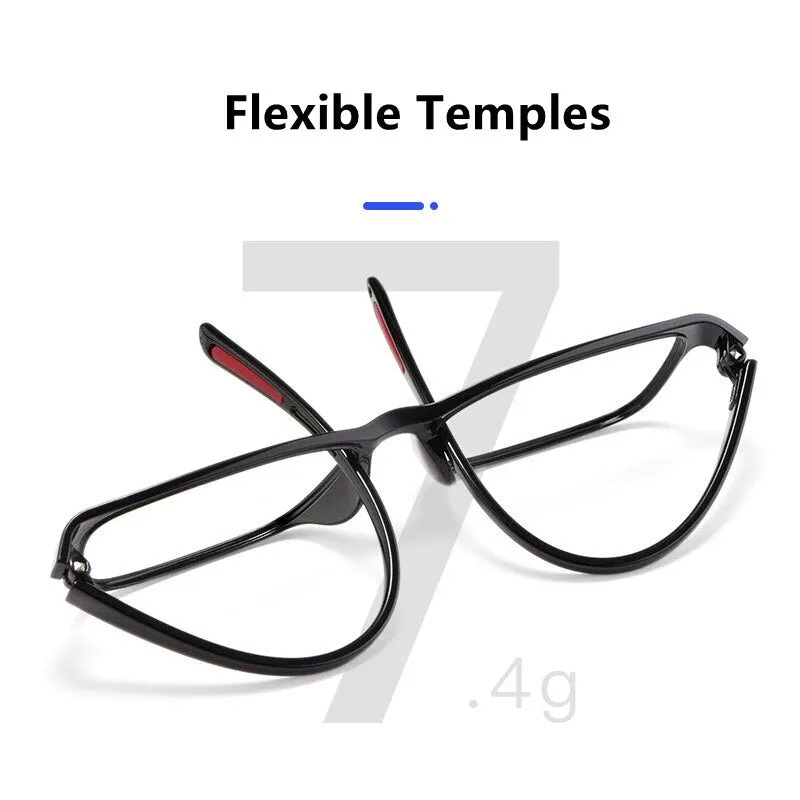 KatKani Unisex Bright Black Black White Reading Glasses Anti Blue Light Bf13017