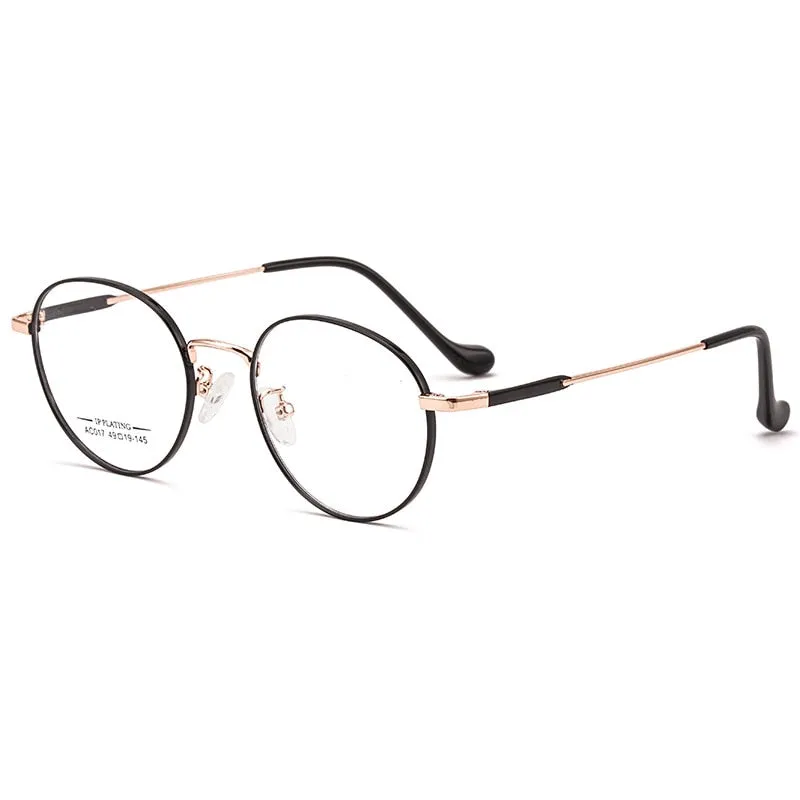 KatKani Unisex Full Rim Round Titanium Alloy Two Tone Frame Eyeglasses Ac017