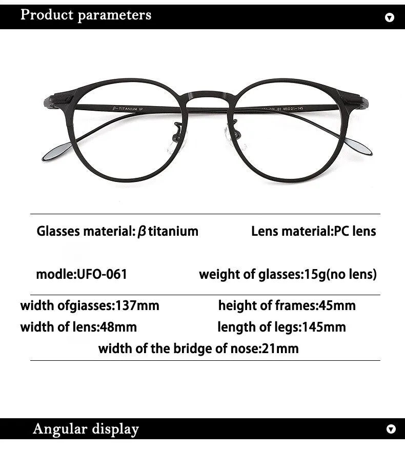 KatKani Unisex Full Rim Round Titanium Eyeglasses 061