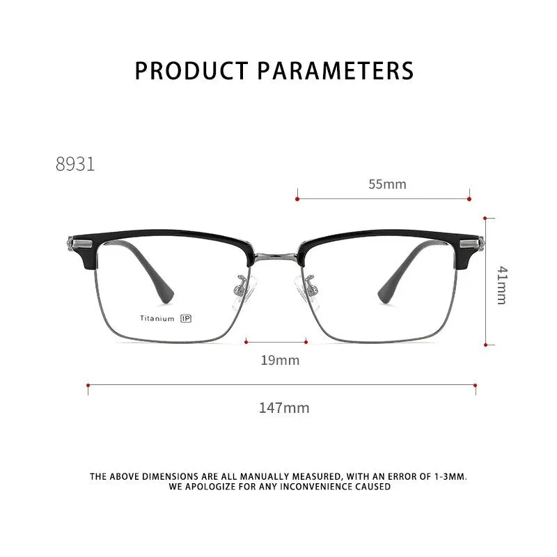 KatKani Unisex Full Rim Square Titanium Eyeglasses 8931