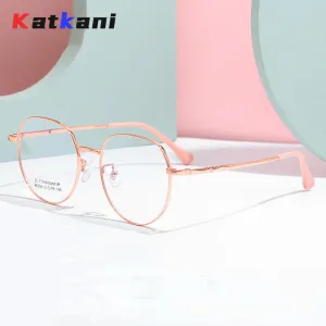 KatKani Women's Full Rim Round Titanium Alloy Frame Eyeglasses 86299