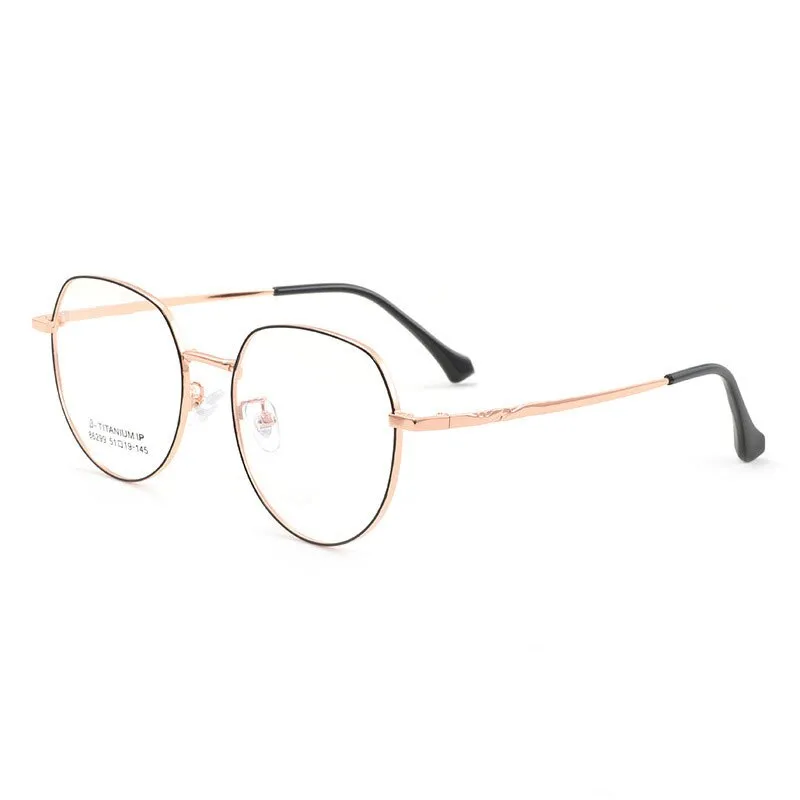 KatKani Women's Full Rim Round Titanium Alloy Frame Eyeglasses 86299