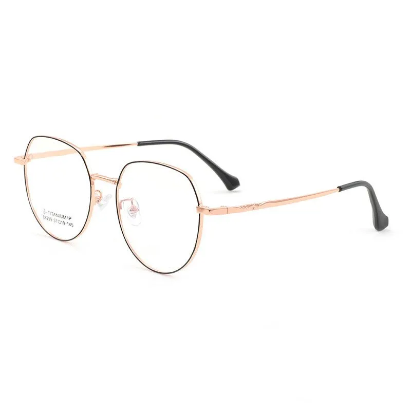 KatKani Women's Full Rim Round Titanium Alloy Frame Eyeglasses 86299