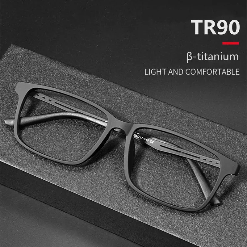 Kocolior Unisex Full Rim Square Tr 90 Titanium Hyperopic Reading Glasses F3003