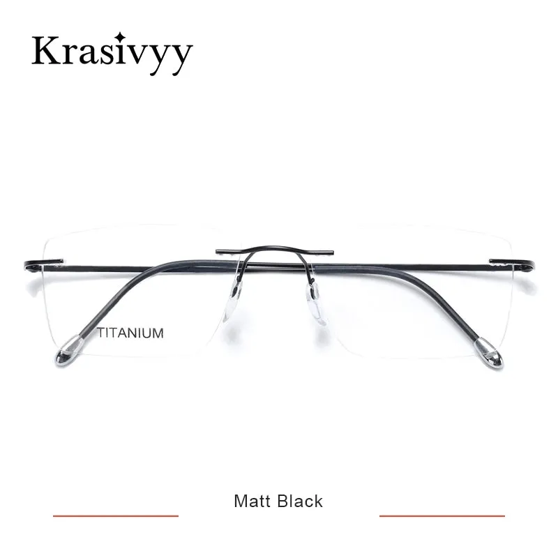 Krasivyy Unisex Rimless Square Titanium Eyeglasses Kr16011