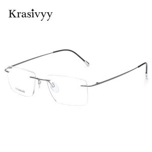 Krasivyy Unisex Rimless Square Titanium Eyeglasses Kr16011