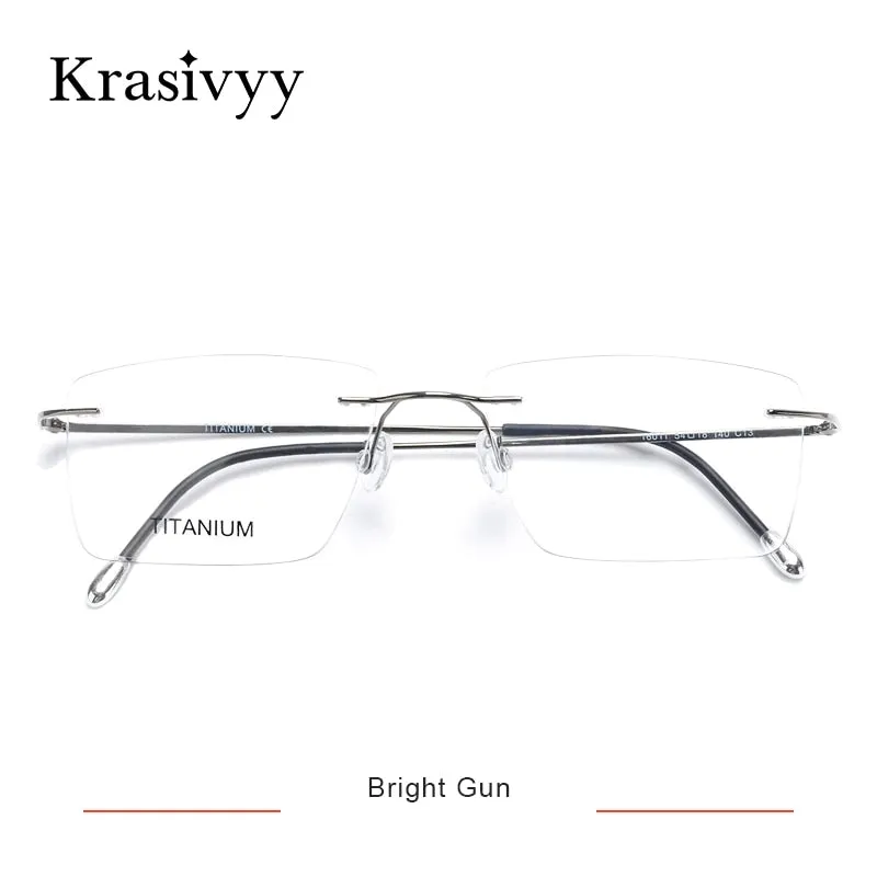 Krasivyy Unisex Rimless Square Titanium Eyeglasses Kr16011