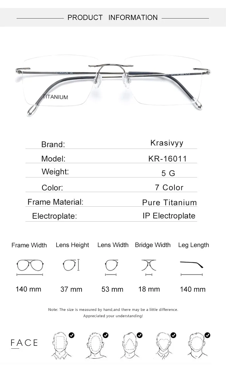 Krasivyy Unisex Rimless Square Titanium Eyeglasses Kr16011