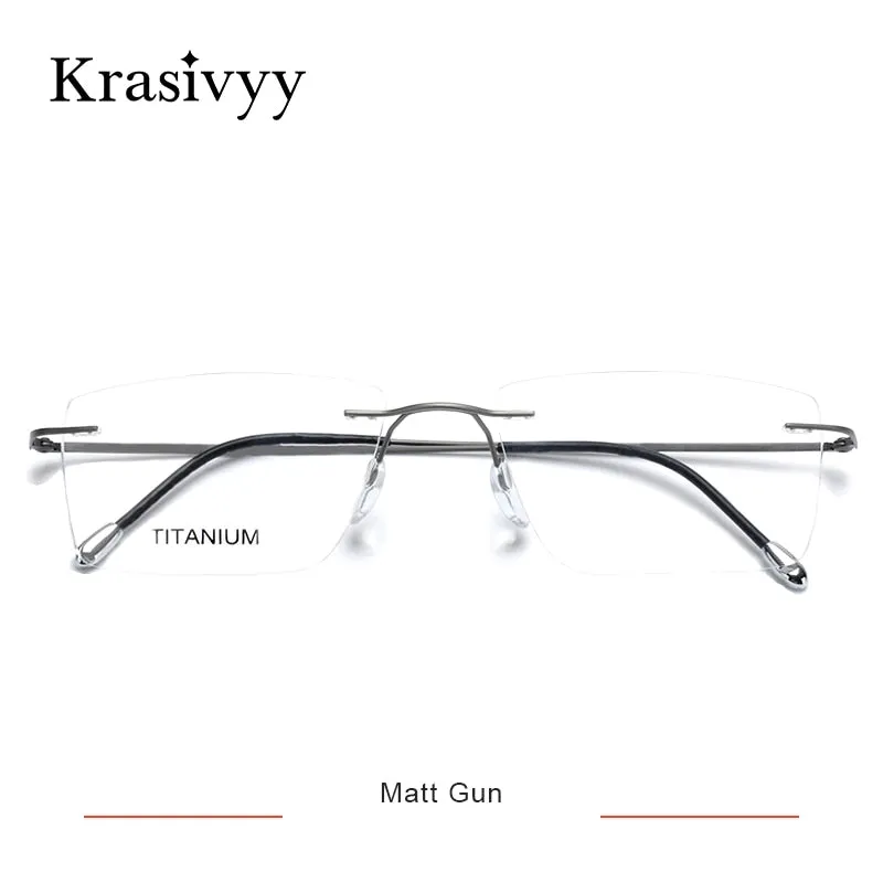 Krasivyy Unisex Rimless Square Titanium Eyeglasses Kr16011