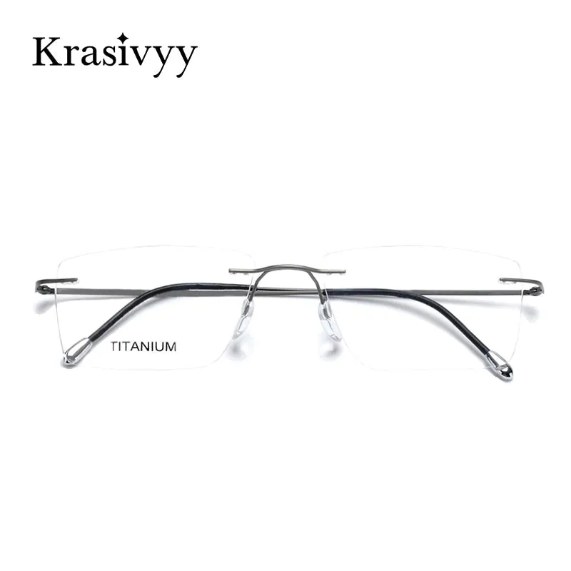 Krasivyy Unisex Rimless Square Titanium Eyeglasses Kr16011