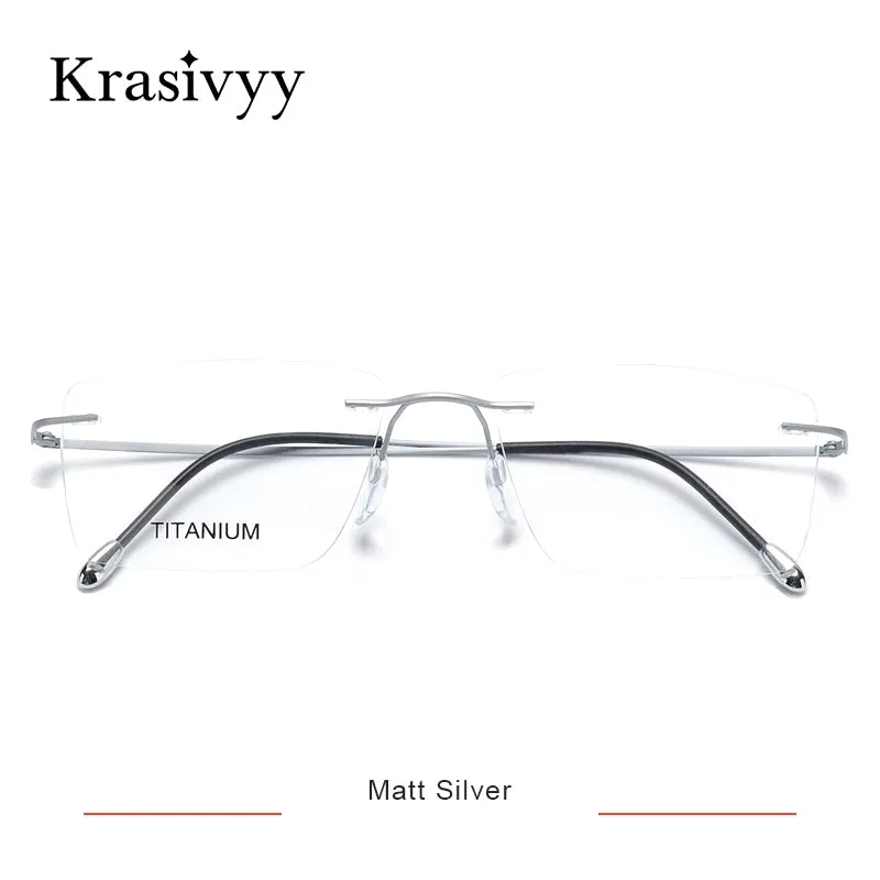 Krasivyy Unisex Rimless Square Titanium Eyeglasses Kr16011