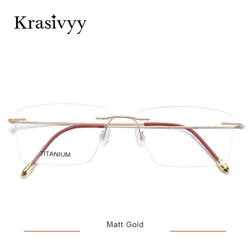 Krasivyy Unisex Rimless Square Titanium Eyeglasses Kr16011