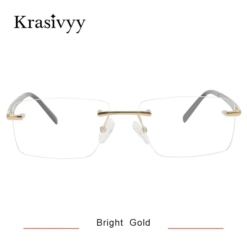 Krasivyy Unisex Rimless Square Titanium Wood Eyeglasses Kr16069