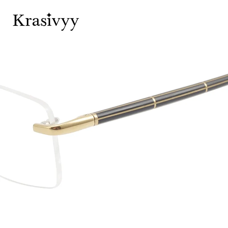 Krasivyy Unisex Rimless Square Titanium Wood Eyeglasses Kr16069