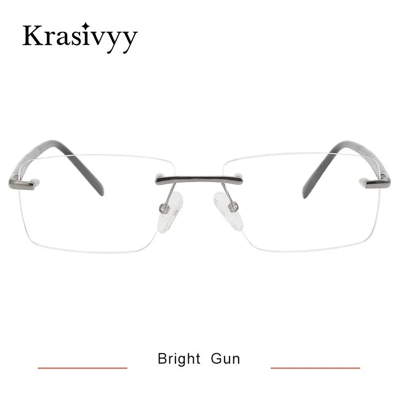 Krasivyy Unisex Rimless Square Titanium Wood Eyeglasses Kr16069