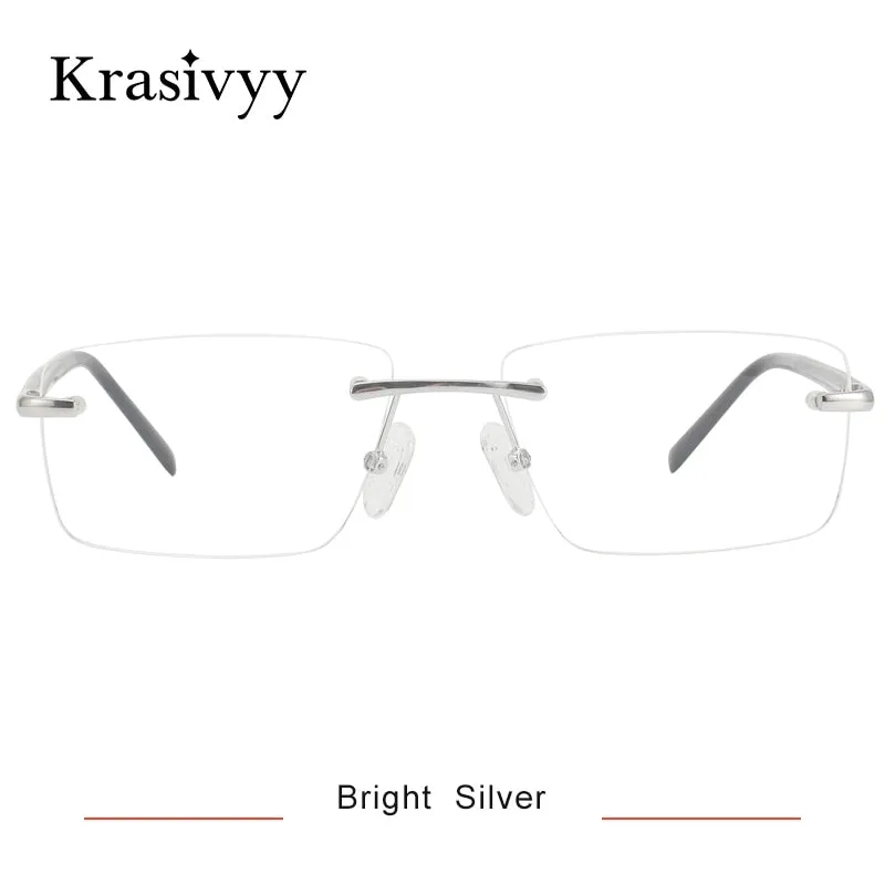 Krasivyy Unisex Rimless Square Titanium Wood Eyeglasses Kr16069