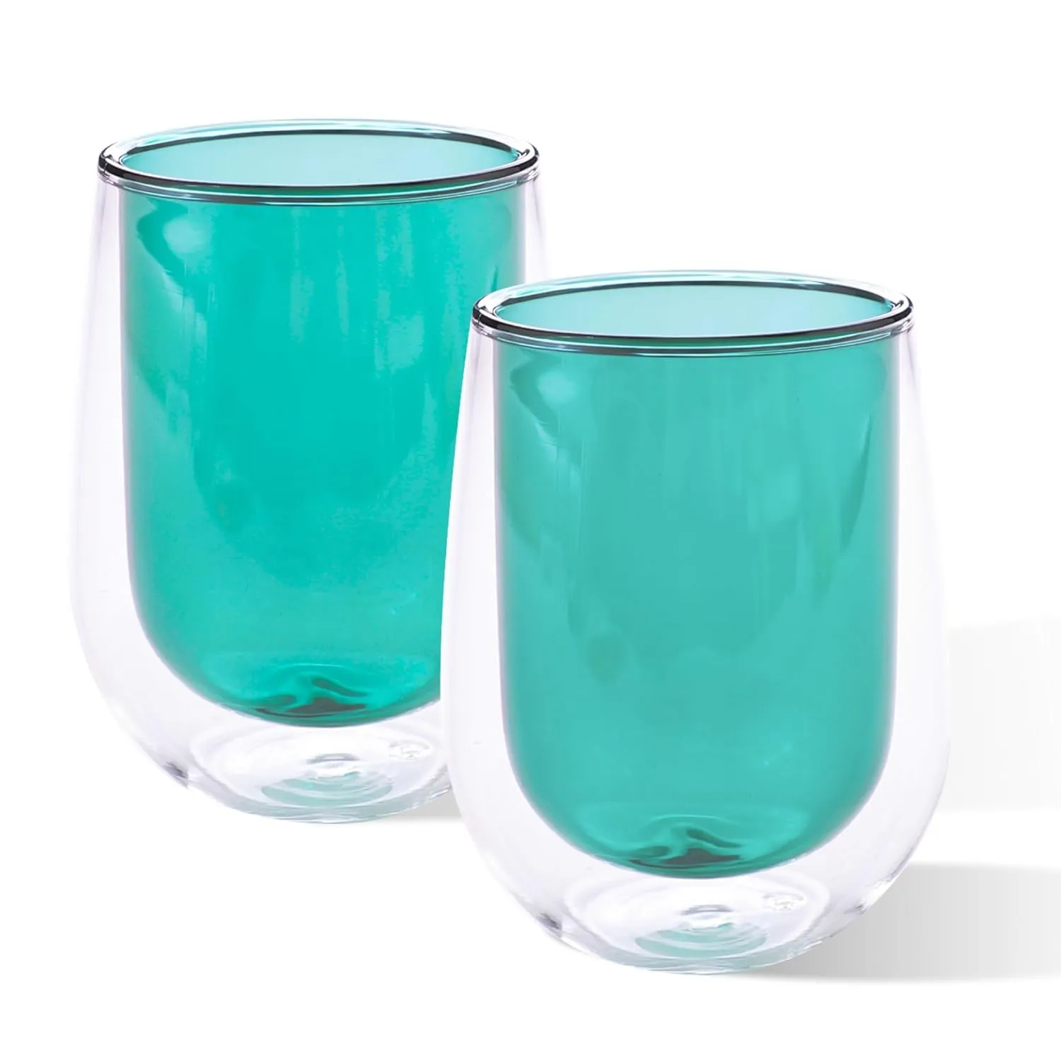 Kuber Industries 10 Pcs Double Walled Borosilicate Glass | High Thermal Resistance | Microwave & Dishwasher Safe | 190 ML | Pack of 5 | Green