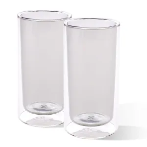 Kuber Industries 10 Pcs Double Walled Glasses | Borosilicate Glass Tumblers for Water | High Heet Resistance | Microwave & Dishwasher Safe | Juice Glasse | 250 ML | Pack of 5 | Gray