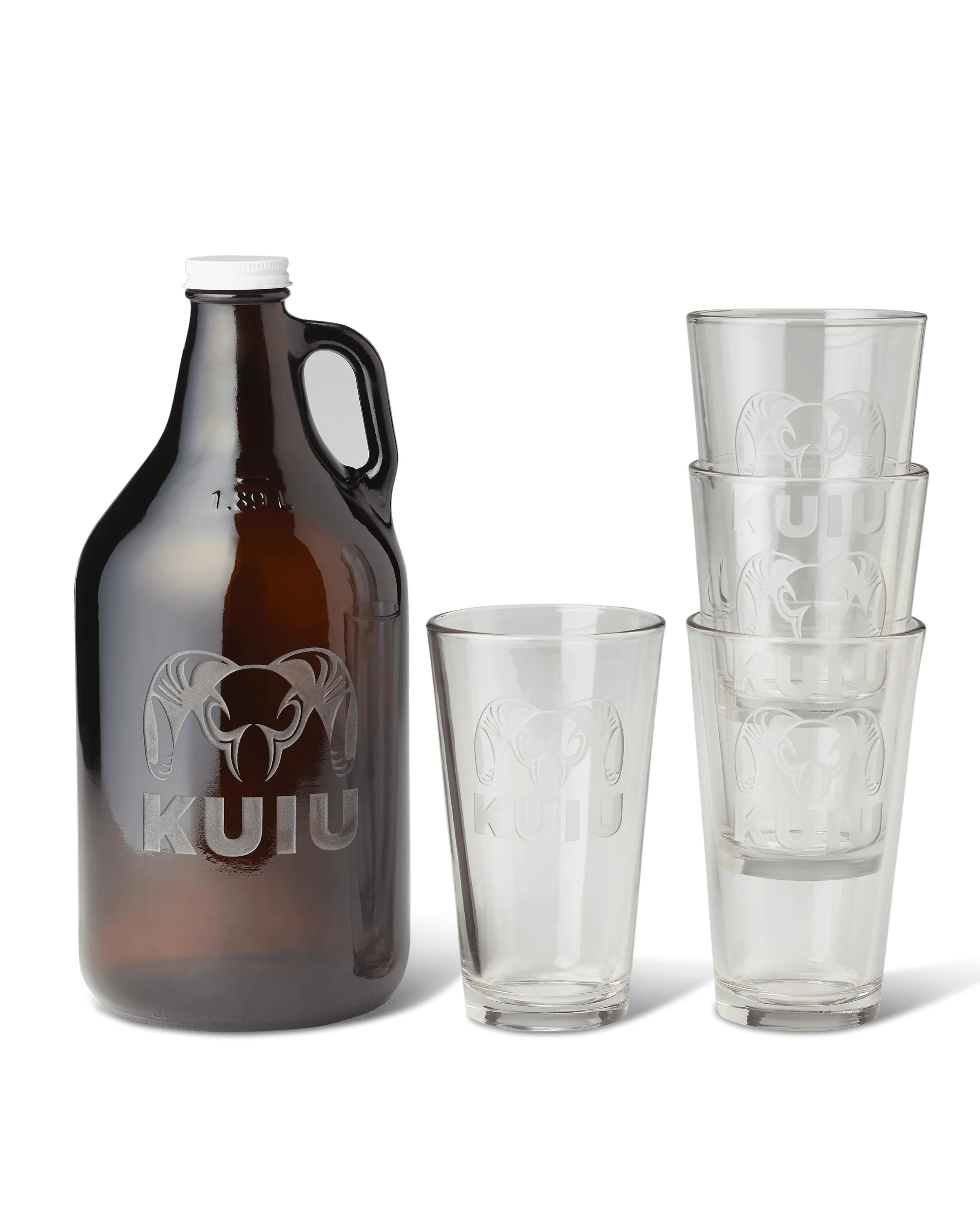 KUIU 64 oz Engraved Growler and Pint Glass Set | Clear