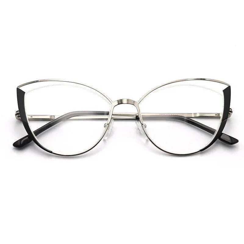 Laoyehui Women's Full Rim Cat Eye Acetate Alloy Reading Glasses Anti-Blue Light 1993