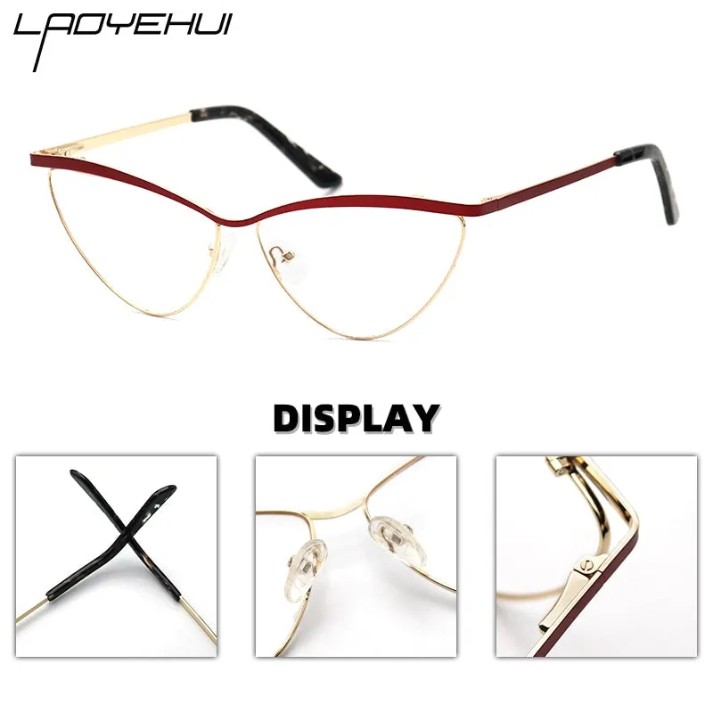 Laoyehui Women's Full Rim Cat Eye Alloy Hyperopic Reading Glasses 80421