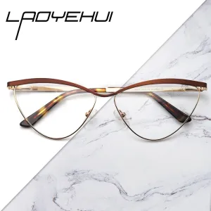 Laoyehui Women's Full Rim Cat Eye Alloy Hyperopic Reading Glasses 80421