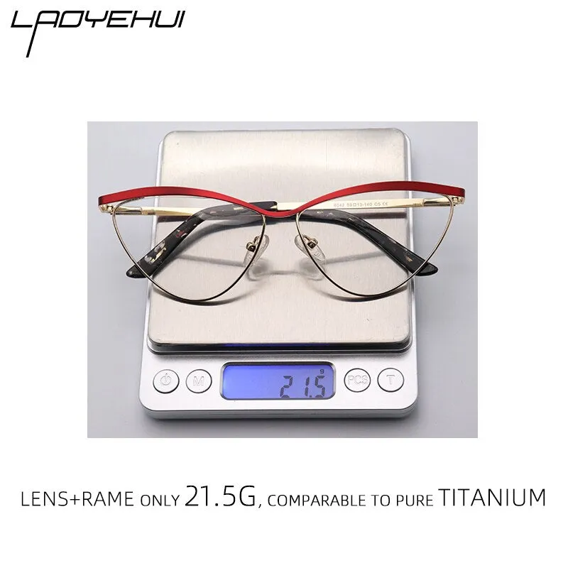 Laoyehui Women's Full Rim Cat Eye Alloy Hyperopic Reading Glasses 80421