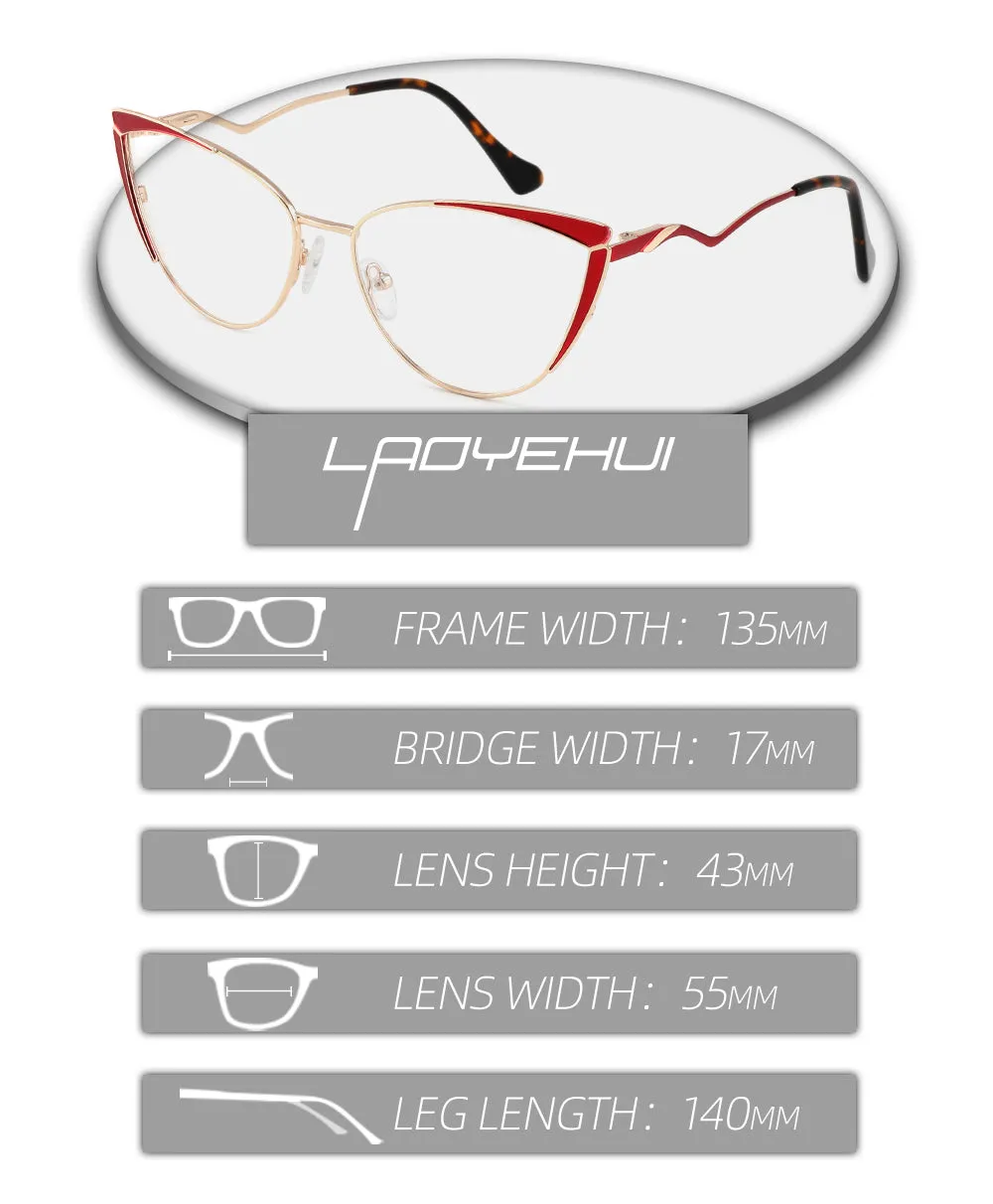 Laoyehui Women's Full Rim Cat Eye Alloy Hyperopic Reading Glasses Anti Blue Light Glg8908