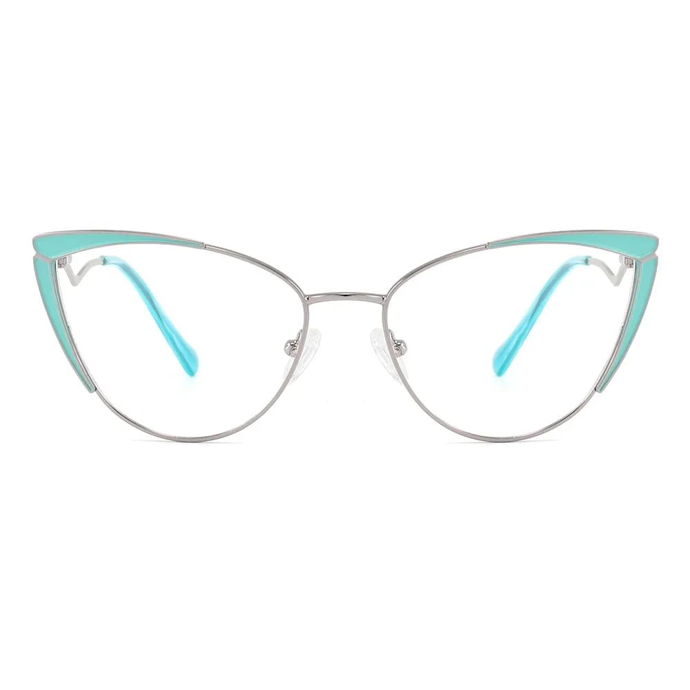 Laoyehui Women's Full Rim Cat Eye Alloy Hyperopic Reading Glasses Anti Blue Light Glg8908