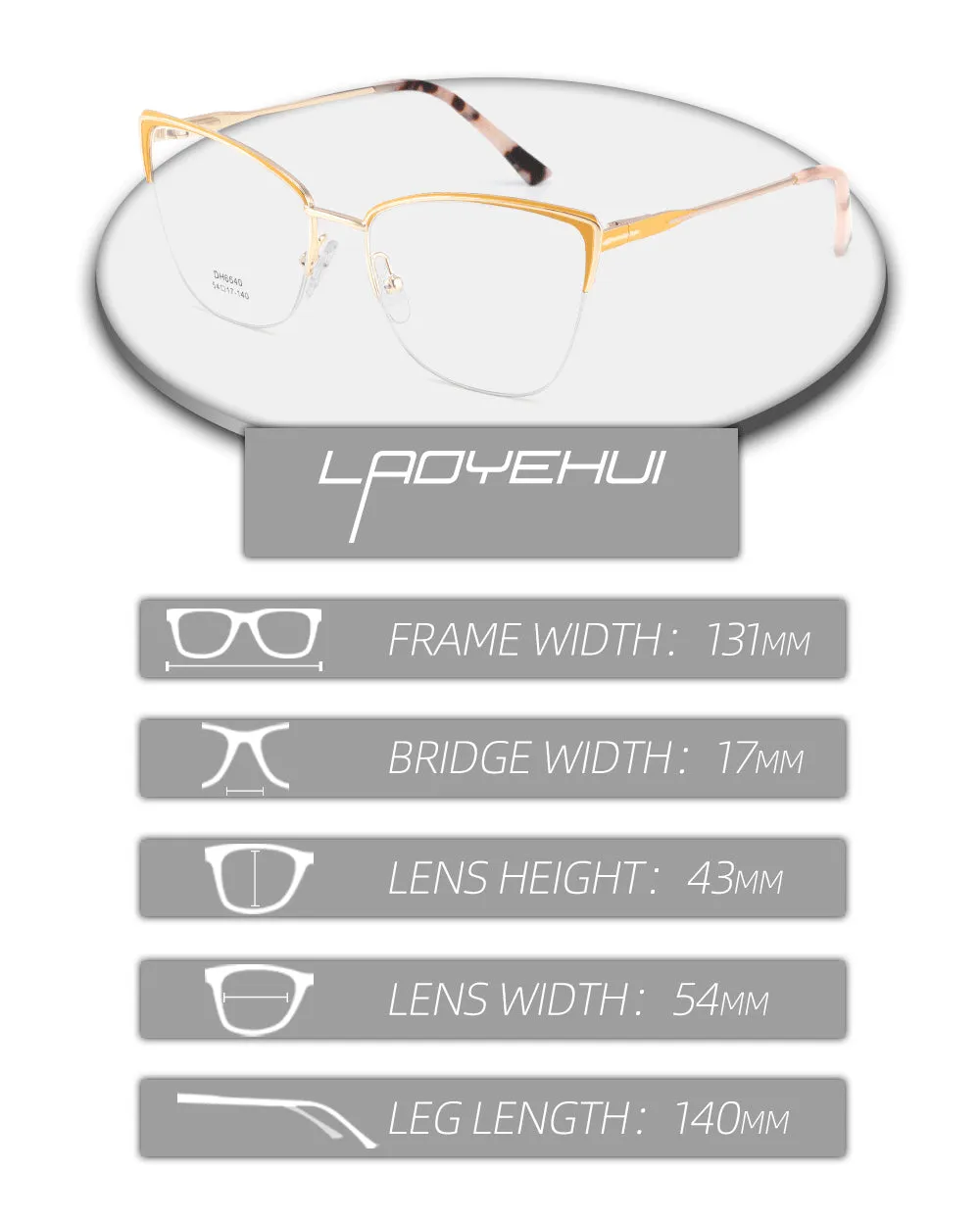 Laoyehui Women's Full Rim Square Cat Eye Alloy Hyperopic Reading Glasses Anti Blue Light 6640