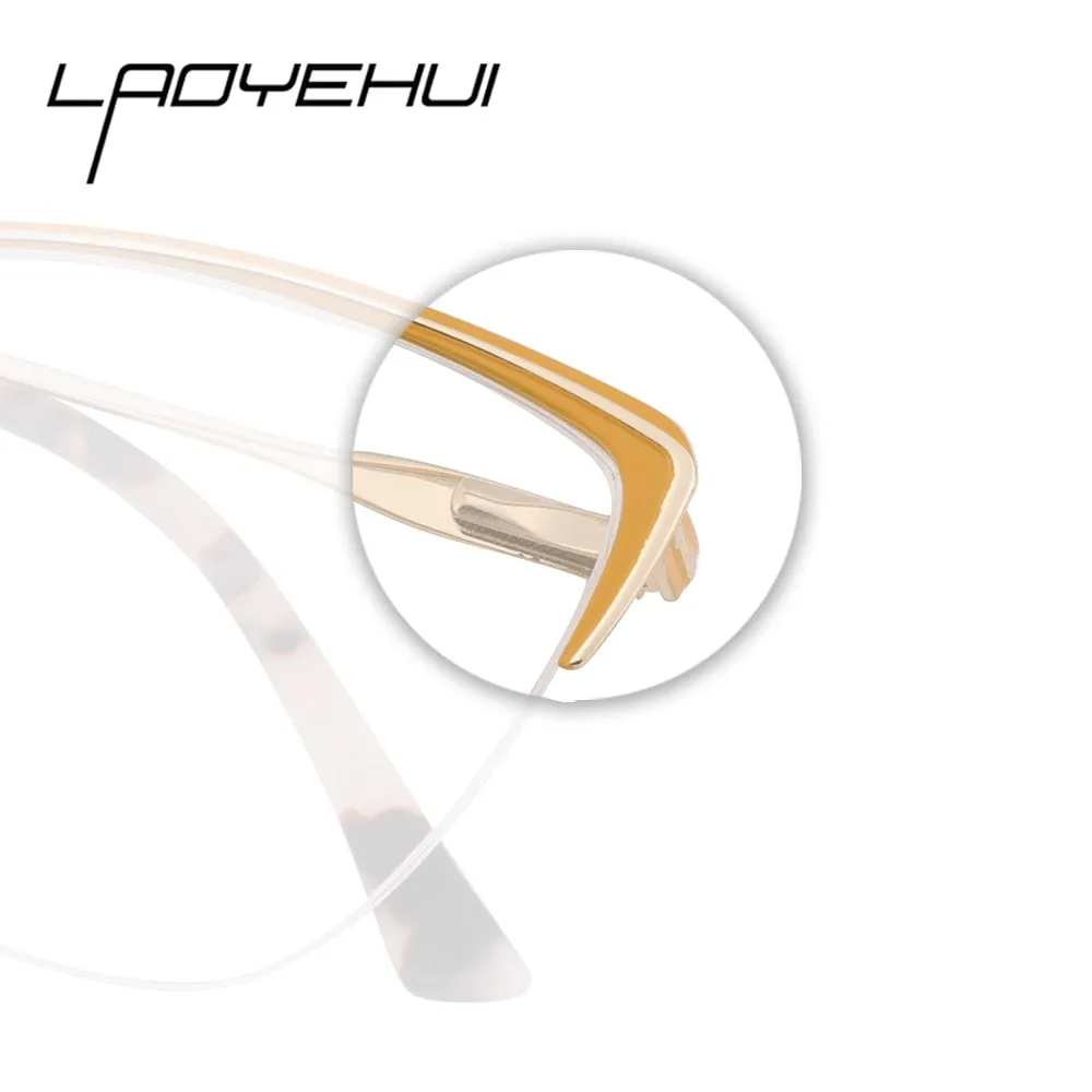 Laoyehui Women's Full Rim Square Cat Eye Alloy Hyperopic Reading Glasses Anti Blue Light 6640