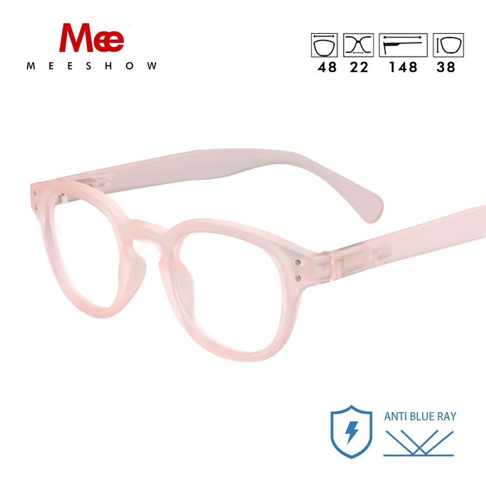 Meeshow Women's Full Rim Round Polycarbonate Reading Glasses 1513