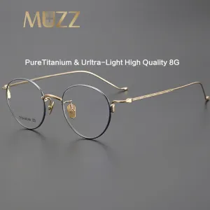 Muzz Unisex Full Rim Irregular Round Titanium Eyeglasses W219